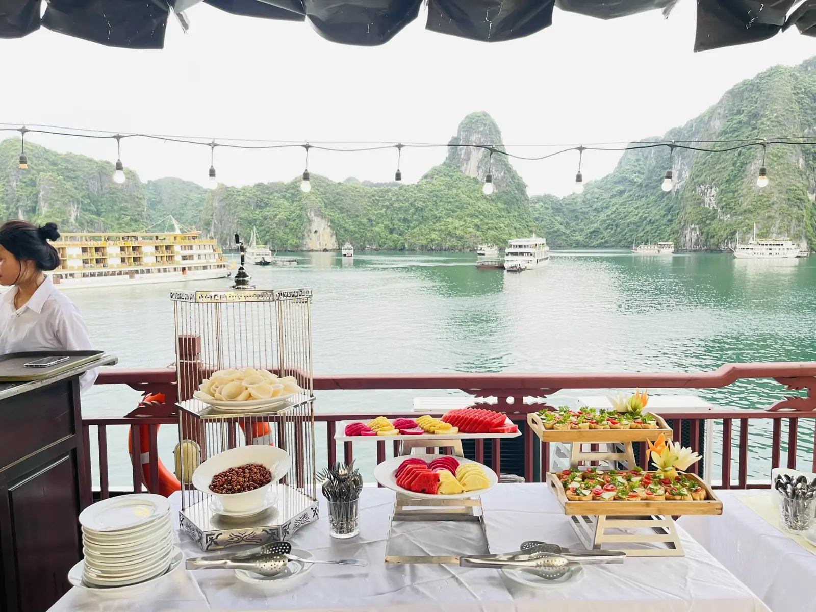 Buffet on the sundeck of Amanda Cruise