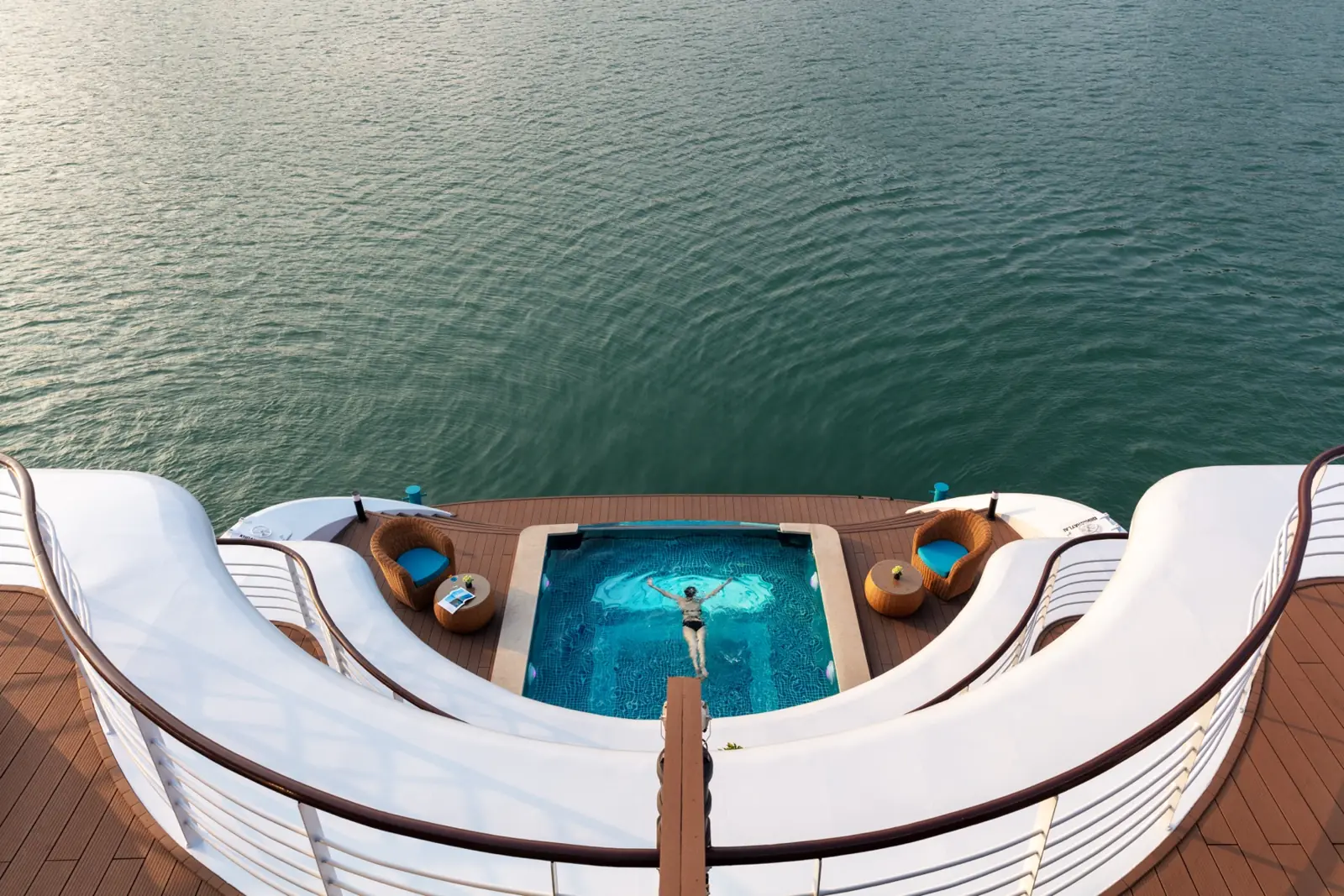 Infinity pool at the stern of Capella Cruise