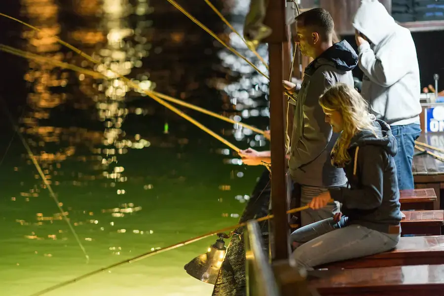 Squid fishing at night