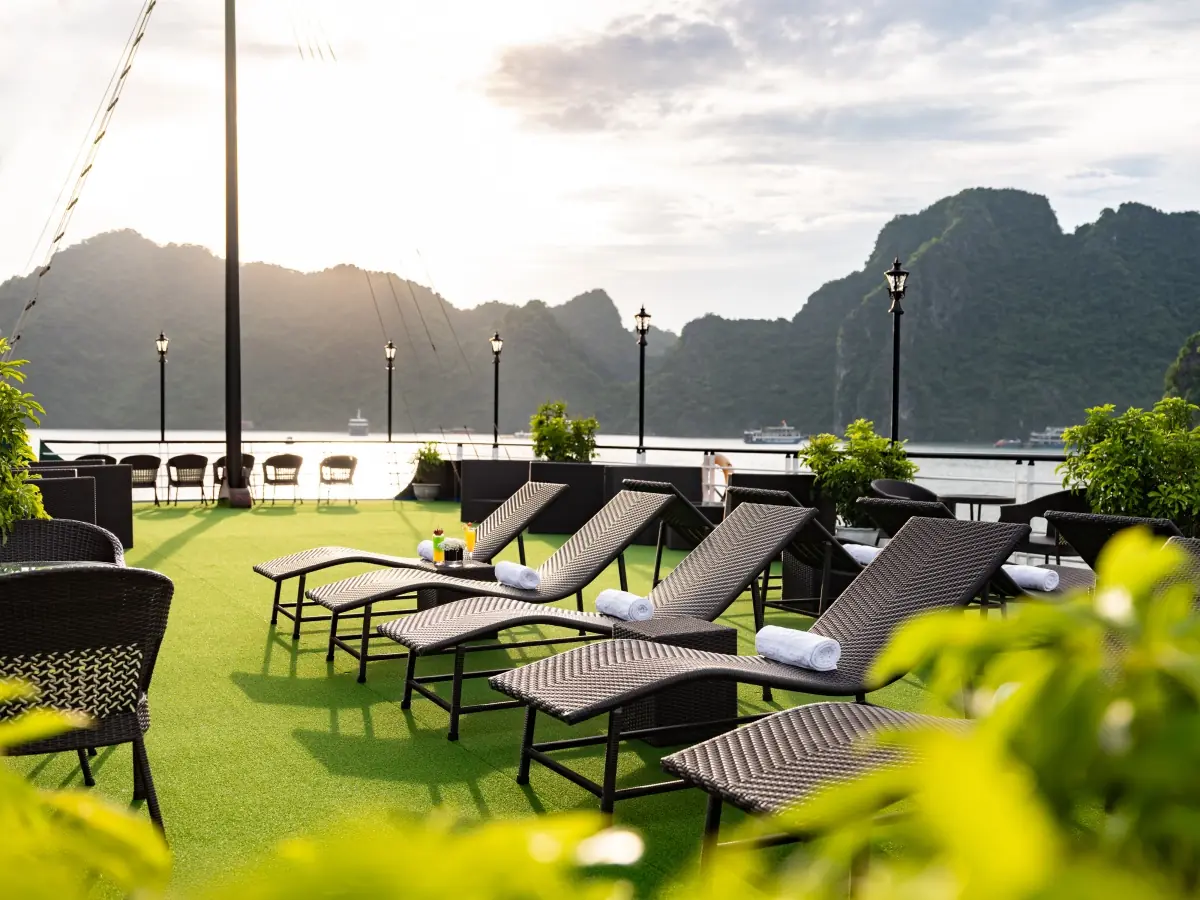Sun loungers on the deck