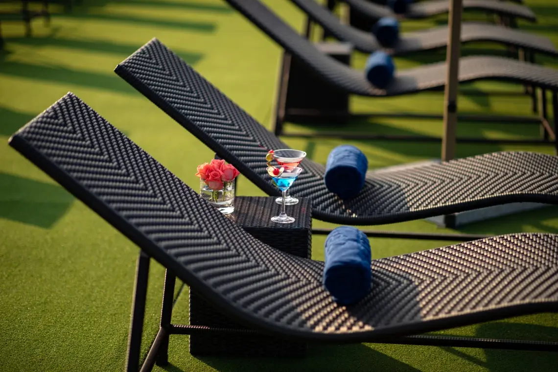Sun loungers on the sundeck
