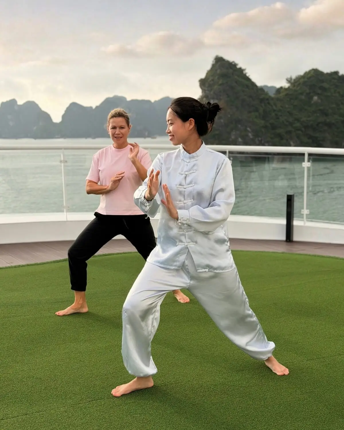 Morning Tai Chi on the sundeck