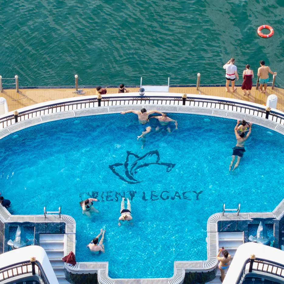 The pool on Orient Legacy Cruise from above