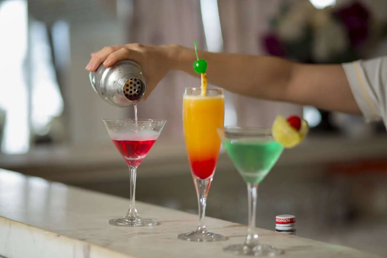 Cocktails at the bar during happy hour