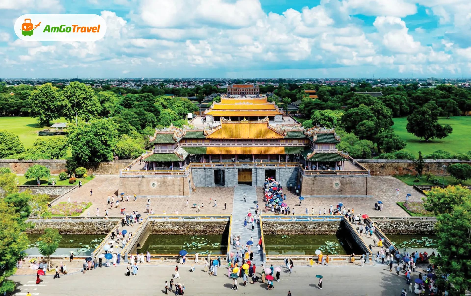 Aerial view of the Hue Citadel Noon Gate and grounds