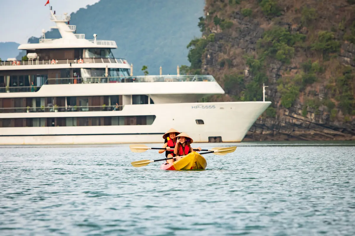 Kayaking beside Stellar of the Seas