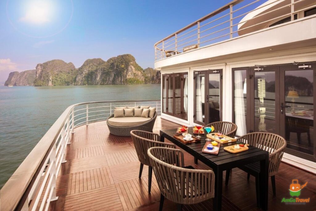 Outdoor dining deck on Ambassador Cruise