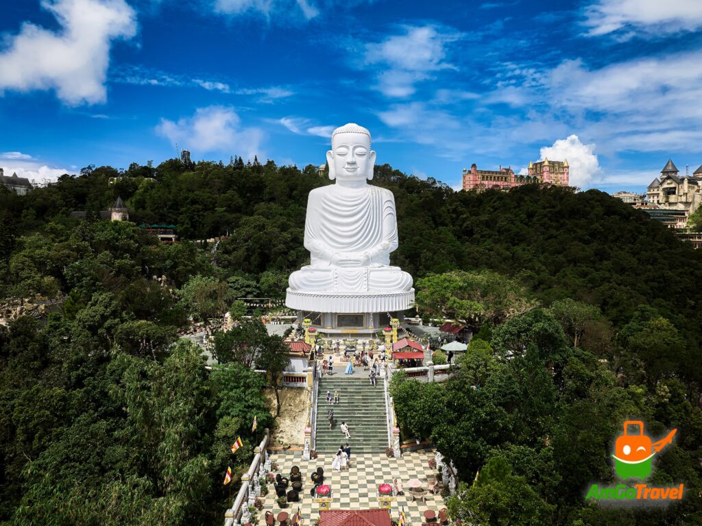 Giant white seated Buddha at Linh Ung Pagoda, Ba Na Hills