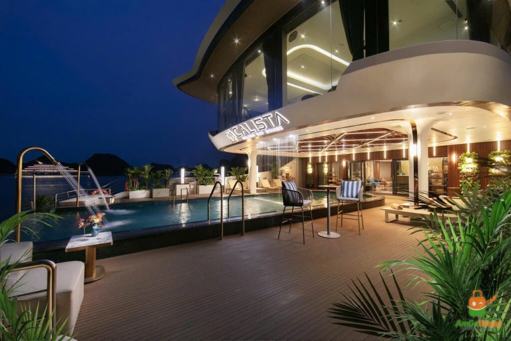 Pool deck of Calista Cruise in the evening