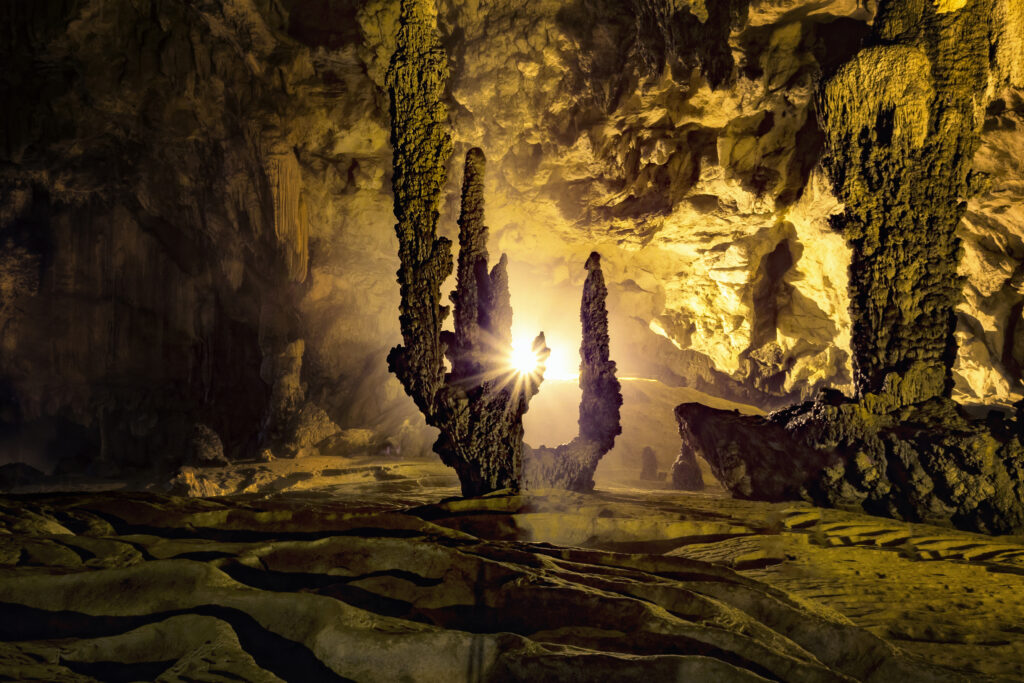 Stalagmites in Nguom Ngao Cave