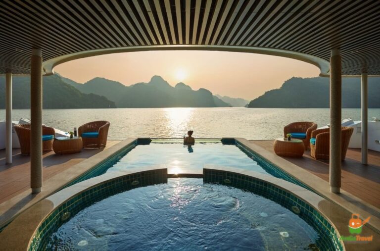 Pool deck at sunset on Capella Cruise