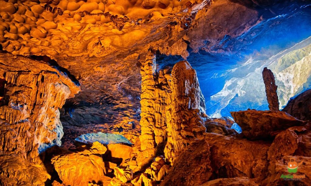 Inside a cave in Ha Long Bay
