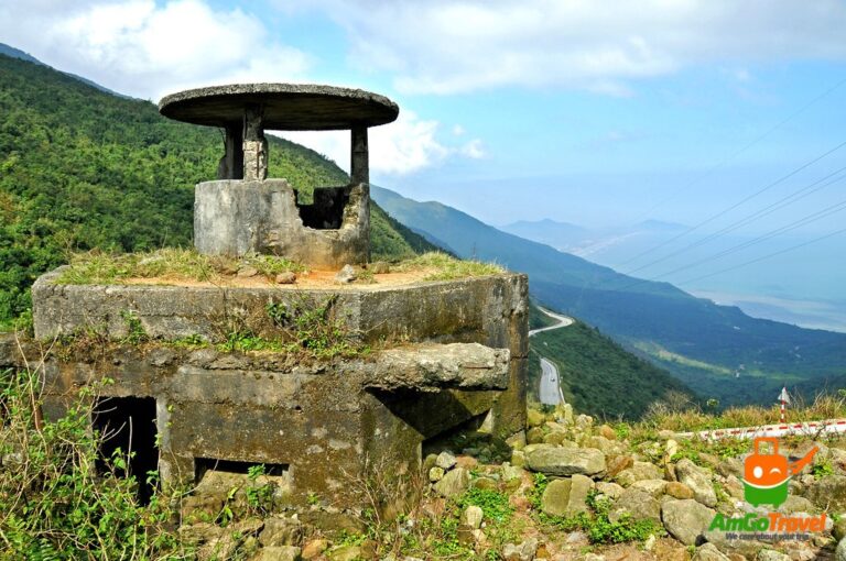 Hoi An to Hue jeep tour: Old fortification and coastal view at the top of the Hai Van Pass