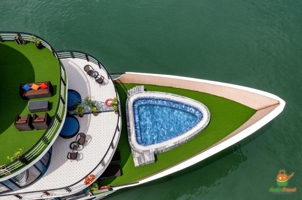 Aerial view of the pool deck of Halora Meta Cruise