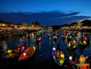 Lantern boats on the Thu Bon River at dusk, Hoi An