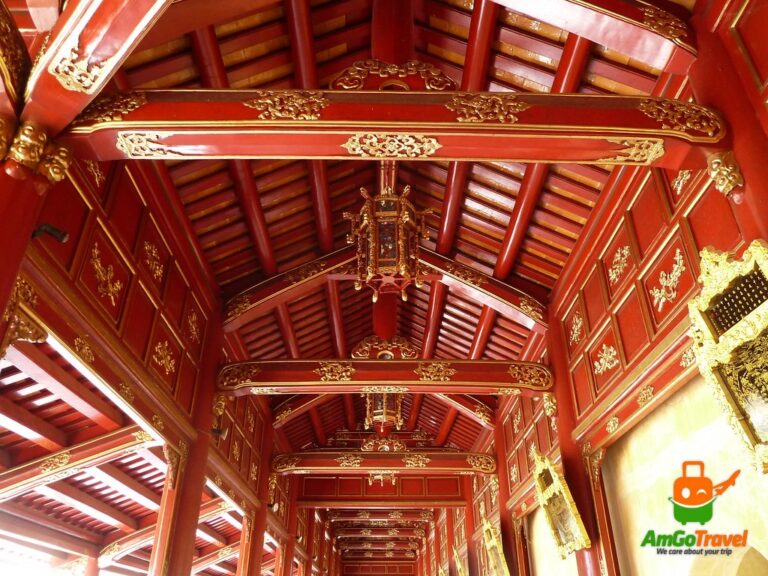 Painted wooden hallway roof in the Hue Imperial City