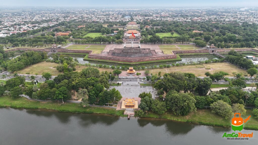 Hue day tour from Hoi An: Aerial view of the Hue Imperial City and its moat