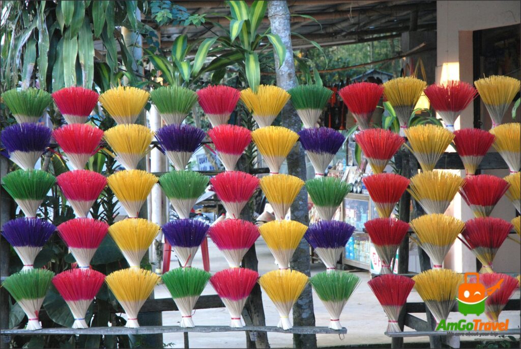 Colourful incense sticks drying near Hue