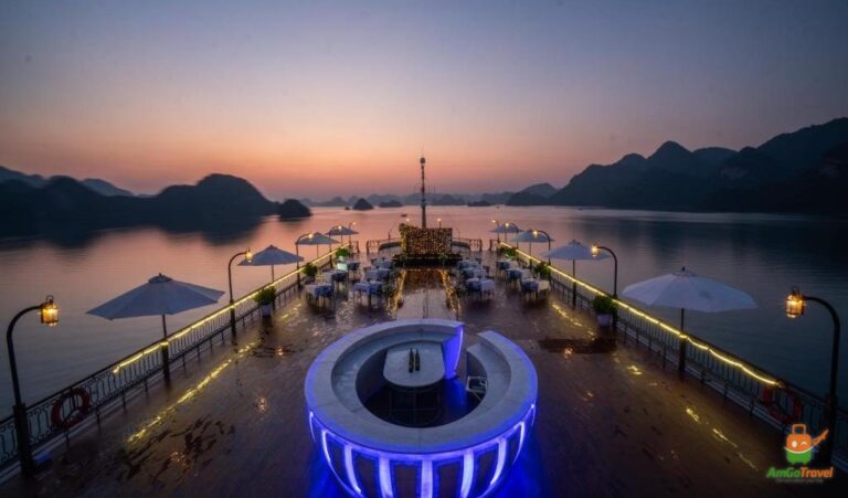 Pool deck of Indochine Cruise at dusk