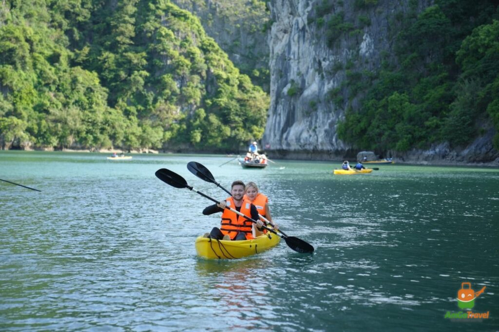 Kayaking in Ha Long Bay with Paradise Elegance Cruise
