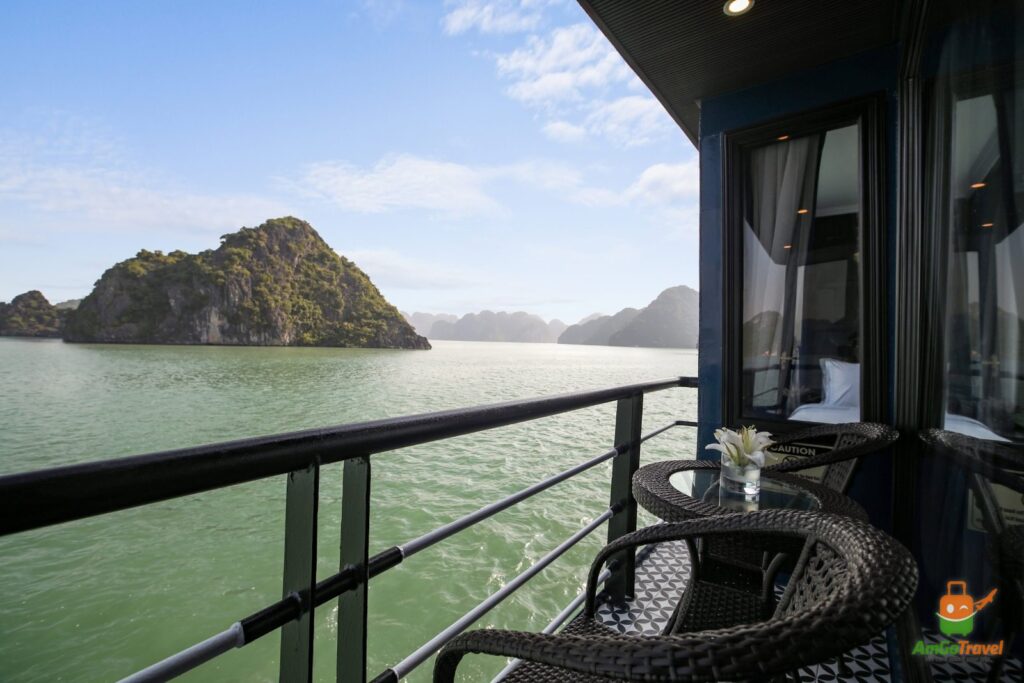 Bay view from a balcony on Rosy Cruise