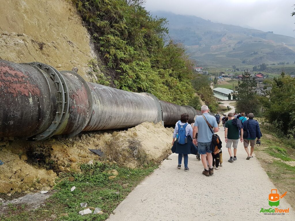 Trekkers walking towards Ta Van in Muong Hoa Valley